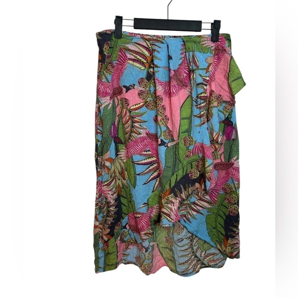 Rachel Roy Tropical Ruffle Faux Wrap Skirt